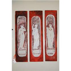 Set of 3 Architectural "Goddess" Panels Painted#2394246