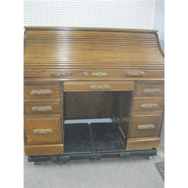 Vintage Wooden Roll Top Desk