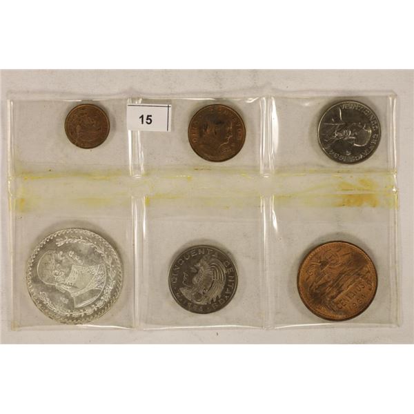 1964 MEXICO 6 COIN MINT SET UNC INCLUDES .100