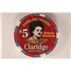 Image 2 : $5 CLARIDGE CASINO HOTEL CHIP GAMBLING LEGENDS