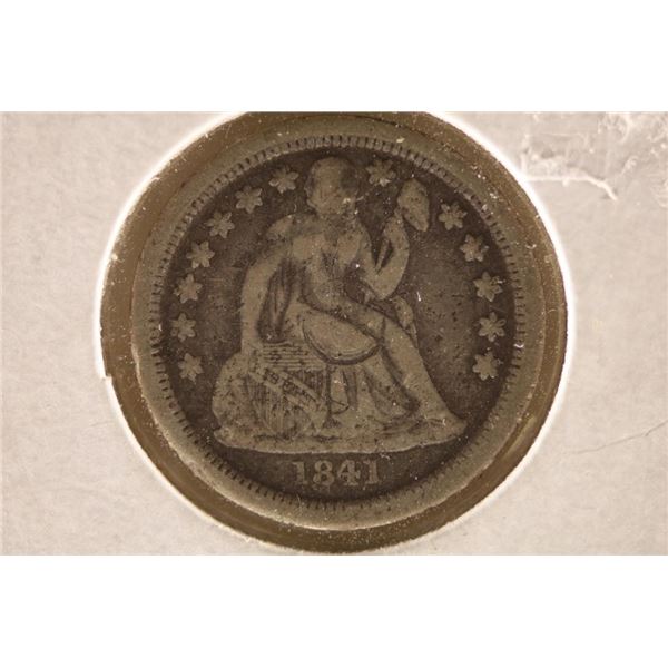 1841-O SEATED LIBERTY DIME (FINE) WITH MARK ON OBV