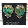 Image 1 : Navajo Turquoise Heart Post Earrings Sterling Silver
