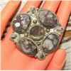 Image 2 : Massive Navajo Wild Horse Cluster Statement Ring Sz 7.5