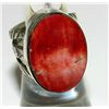 Image 1 : Native American Red Spiny Ring Sz 8 San Felipe Sterling