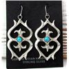 Image 1 : Navajo Sand Cast Earrings Turquoise Sterling Dangle