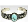Image 2 : Navajo Dry Creek Turquoise Sterling Hand Etched Stacker