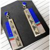 Image 2 : Navajo Lapis Mother of Pearl Earrings Sterling Silver