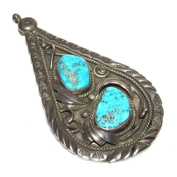 VTG Massive Navajo Pendant Sterling Kingman Turquoise