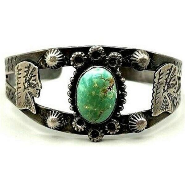 Rare Fred Harvey Era Bracelet Indian Chief & Snake