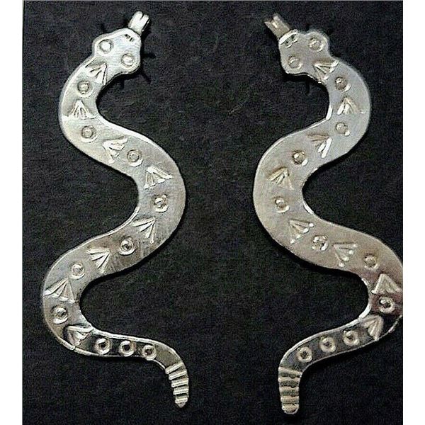 Navajo Snake Earrings Sterling Silver Native American