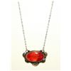 Image 2 : Navajo Orange Spiny Bar Necklace Sterling Silver Native