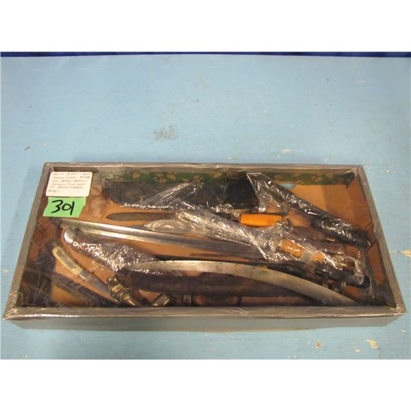 Box, knife, blades, parts,handles, cases, sword and dagger
