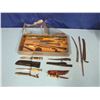 Image 3 : Box, knife, blades, parts,handles, cases, sword and dagger