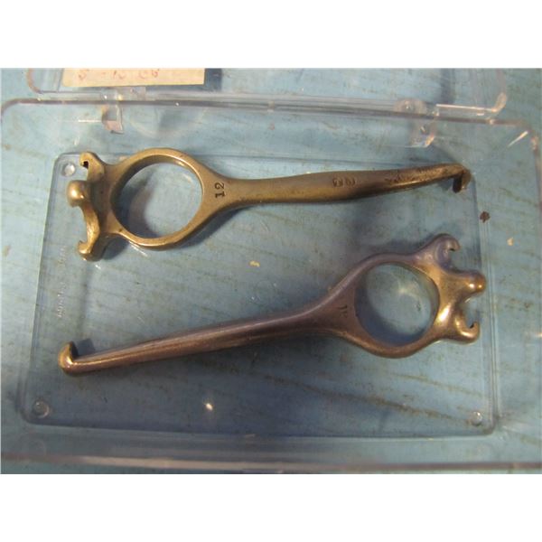 2 antique english 12 ga nickel finish shell extractors- Excellent condition