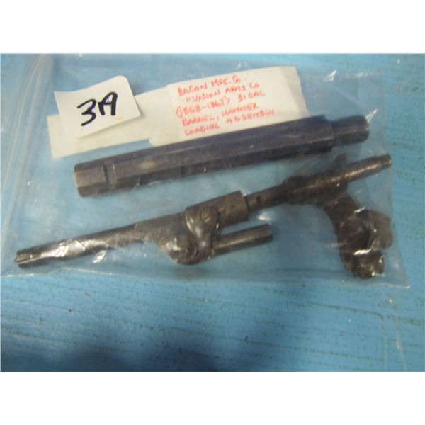 Bacon MFG Co/Union Firearms Co (1858-1867) 31 C & B Original Barrel, Hammer, Loading Assembly-Good c