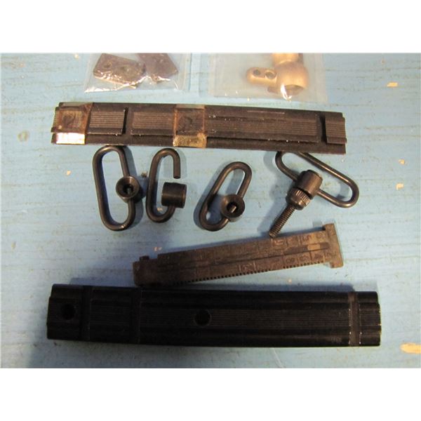 Bag- 2 scope mounts, 4 slings scope bases, part of military sight ring for claw mount