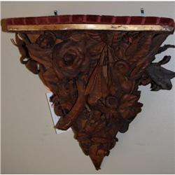 Antique Italian Leather Flowers Sconce Shelf, #2365496