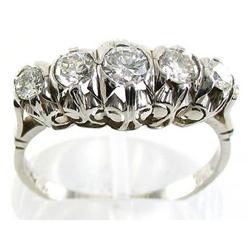 Retro 1950s 5 Diamond Platinum Anniversary Ring#2365560