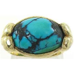 18K Gold and Turquoise Retro Ring #2365566