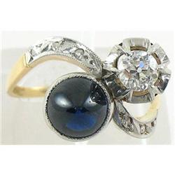 Gold Diamond Sapphire Platinum Art Nouveau Ring#2365575