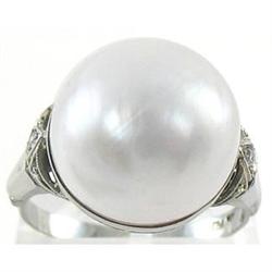 Pearl Edwardian 18K White Gold Ring #2365576