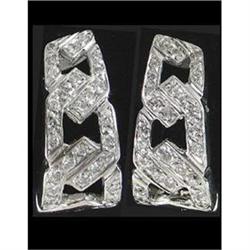 18K W Gold .35ct Diamond 1970's Retro Earrings #2365584