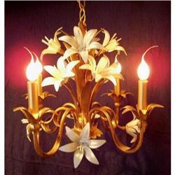Hollywood Regency Italian Tole Lilly Chandelier#2365708