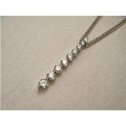 Estate 14K WG Gold Diamond Drop Bar Pendant #2366018