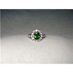 Gorgeous 18K WG Green Tourmaline Diamond Ring #2366025