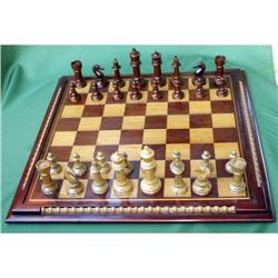 Hand carved  wood signed chess game  #2366355