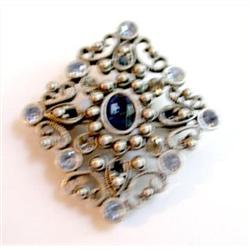 Pretty Vintage Pewter Pin  - Blue Stones. #2375580