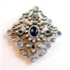 Image 1 : Pretty Vintage Pewter Pin  - Blue Stones. #2375580
