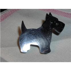 Bakelite Black Scotty Dog Pin Brooch #2375582