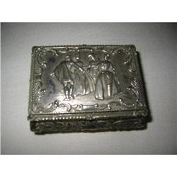 Figural Silvertone Jewlery Box with red #2375696