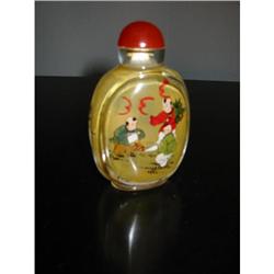 Pecking Snuff Bottle red topper painted inter! #2375716