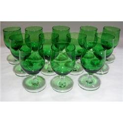 Set of 12 Emerald Green Glasses with Clear#2375741