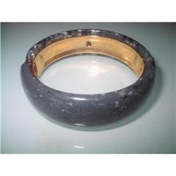 Hinged Clamper Bangle, Speckled Gray Lucite #2375978