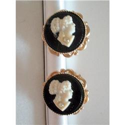 Art Deco Cameo & Rhinestone Earrings #2375995
