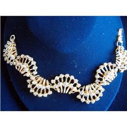 Stunning Rhinestone & Lacy Goldtone Bracelet #2375997