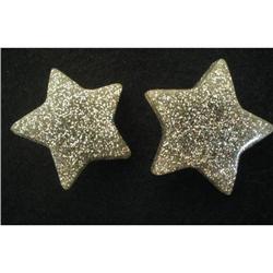 Earrings Huge Silver Confetti Lucite Stars  #2376003