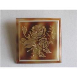 Art Deco Lucite Brooch Tiered  Etched Floral #2376004