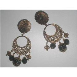 Boho Chic Gypsy Earrings Black Lucite #2376012