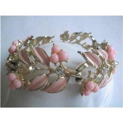CORO Pink Enamel, Rhinestone & Lucite Bead #2376013