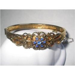 Hinged Bangle Ornate Gold Tone / Rhinestones  #2376016