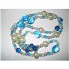 Image 1 : Opera Length  Blue Glass, & Lucite Necklace 32"#2376047