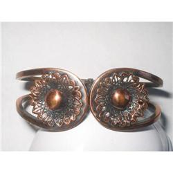 Copper Filigree Hinged Cuff Bangle Bracelet #2376066