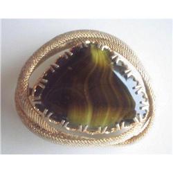 Huge Vintage Art Glass Brooch Signed Sphinx #2376071