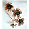 Image 1 : Brooch GF Vermeil Flower Spray Rhinestones #2376122