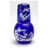 Image 1 : CUT OVERLAY COBALT BLUE GLASS NIGHT SET  #2376668