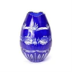 COBALT BLUE OVERLAY EGG SHAPED VASE NEW #2376705